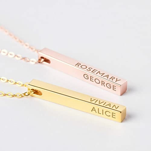 Personalized Mother Necklace — 4 Name Bar Pendant Necklace | Gift for Mom