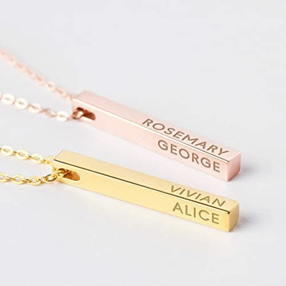 Personalized Mother Necklace — 4 Name Bar Pendant Necklace | Gift for Mom