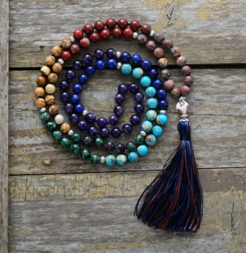 7 Chakra Mala Natural Stone Bracelet â€” Healing Crystal Yoga Bracelet