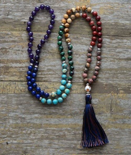 7 Chakra Mala Natural Stone Bracelet â€” Healing Crystal Yoga Bracelet