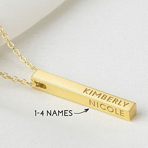 Personalized Mother Necklace — 4 Name Bar Pendant Necklace | Gift for Mom