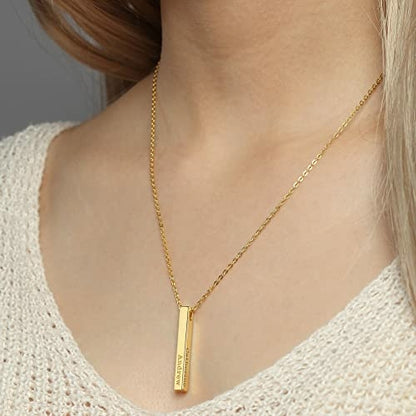 Personalized Mother Necklace — 4 Name Bar Pendant Necklace | Gift for Mom