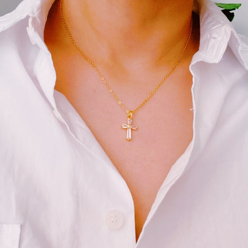 My Dear Crystal Cross Necklace â€” Elegant Faith Pendant Necklace for Women