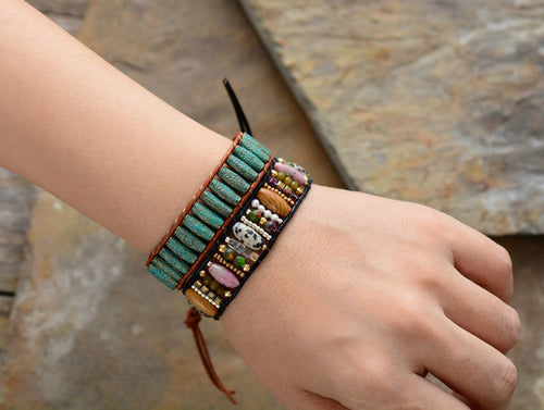 Women's Boho Bracelets â€” Mixed Natural Stone Set Adjustable Bracelet