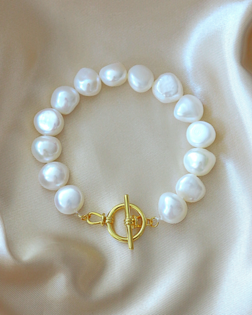 Baroque Freshwater Pearl Bracelet â€” 925 Sterling Silver & 18K Gold Plated