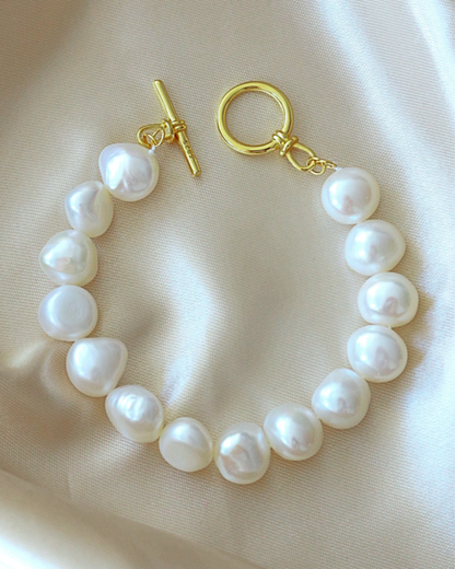 Baroque Freshwater Pearl Bracelet â€” 925 Sterling Silver & 18K Gold Plated