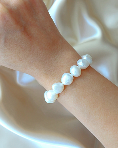 Baroque Freshwater Pearl Bracelet â€” 925 Sterling Silver & 18K Gold Plated
